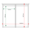 External & internal dimensions of 2-bay, 6 x A4 Man-made Timber noticeboard, unglazed, portrait format