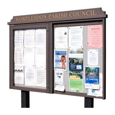 2-bay, 9 x A4 Man-made Timber noticeboard, 1 bay glazed