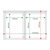 External & internal dimensions of 2-bay, 9 x A4 Man-made Timber noticeboard, 1 bay glazed
