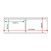 External & internal dimensions of 2-bay, 10 x A4 Man-made Timber noticeboard