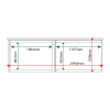External & internal dimensions of 2-bay, 10 x A4 Man-made Timber noticeboard, 1 bay glazed