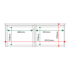External & internal dimensions of 2-bay, 8 x A4 Man-made Timber noticeboard, 1 bay glazed