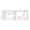 External & internal dimensions of 2-bay, 3 x A4 Man-made Timber noticeboard
