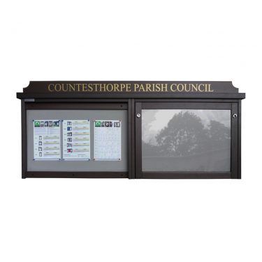 2-bay, 3 x A4 Man-made Timber noticeboard, 1 bay glazed