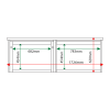 External & internal dimensions of 2-bay, 3 x A4 Man-made Timber noticeboard, 1 bay glazed