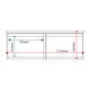 External & internal dimensions of 2-bay, 3 x A4 Man-made Timber noticeboard, unglazed