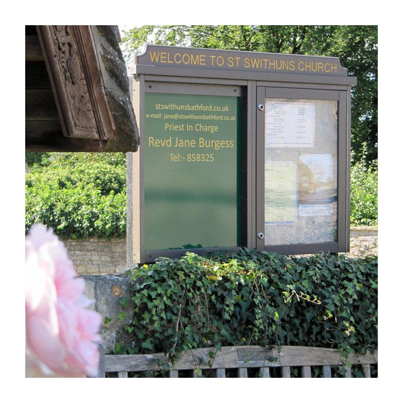 Example of 2-bay church noticeboard in Man-made Timber