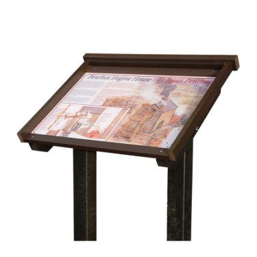 A2 lectern-mounted interpretation panel in Man-made Timber