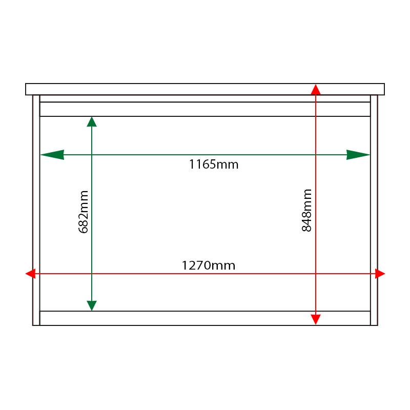 External & internal dimensions of 10 x A4 Man-made Timber noticeboard, unglazed