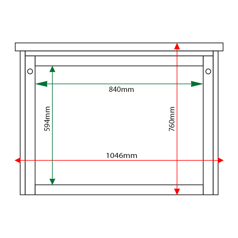 External & internal dimensions of 8 x A4 Man-made Timber noticeboard