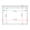 External & internal dimensions of 8 x A4 Man-made Timber noticeboard, unglazed