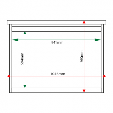 External & internal dimensions of 8 x A4 Man-made Timber noticeboard, unglazed