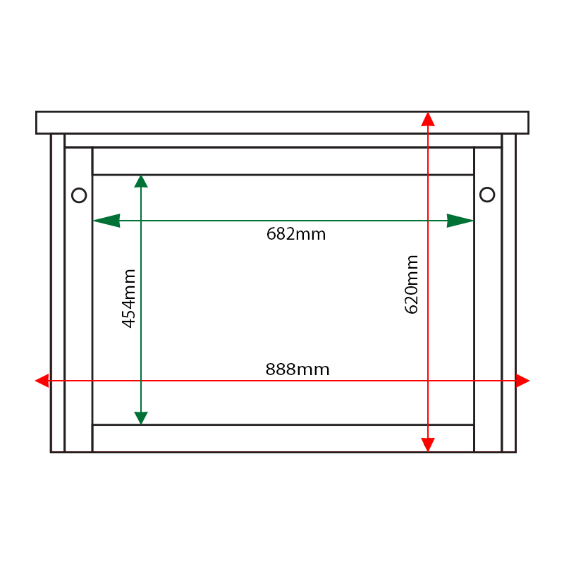 External & internal dimensions of 3 x A4 Man-made Timber noticeboard