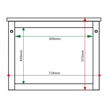A2 landscape Man-made Timber poster case internal & external dimensions
