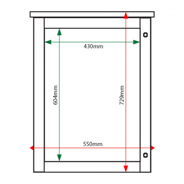 A2 portrait Man-made Timber poster case internal & external dimensions