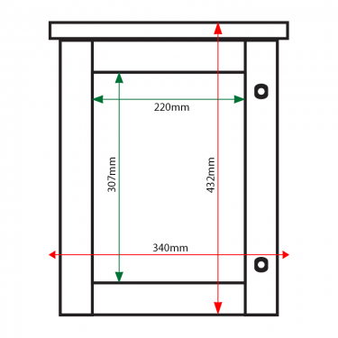 A4 portrait Man-made Timber poster case internal & external dimensions