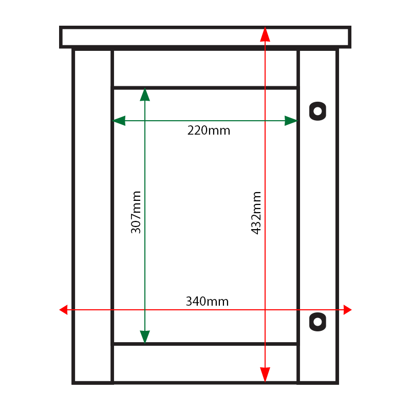 A4 portrait Man-made Timber poster case internal & external dimensions