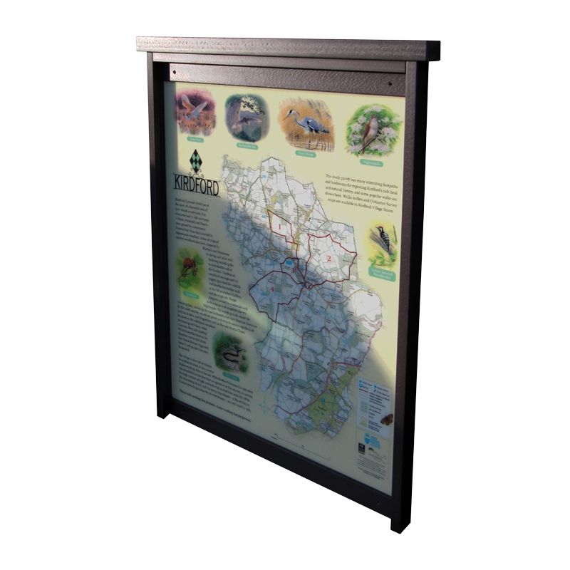4 x A4 Man-made Timber noticeboard, unglazed with encapsulated interpretation panel, Kirdford Parish Council