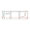 External & internal dimensions of 3-bay, 6 x A4 Man-made Timber noticeboard