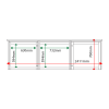 External & internal dimensions of 3-bay, 6 x A4 Man-made Timber noticeboard, 2-bays glazed