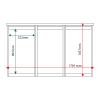 External & internal dimensions of 3-bay, 6 x A4 Man-made Timber noticeboard, unglazed