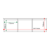 External & internal dimensions of 3-bay, 6 x A4 Man-made Timber noticeboard, unglazed