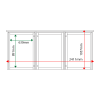 External & internal dimensions of 3-bay, 9 x A4 Man-made Timber noticeboard
