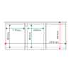 External & internal dimensions of 3-bay, 9 x A4 Man-made Timber noticeboard, 1-bay glazed