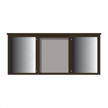 3-bay, 9 x A4 Man-made Timber noticeboard, 2-bays glazed