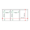 External & internal dimensions of 3-bay, 9 x A4 Man-made Timber noticeboard, 2-bays glazed