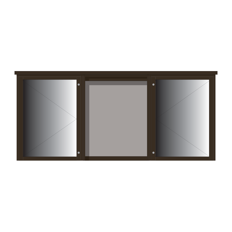 PT9A42G 3-bay, 9 x A4 Man-made Timber noticeboard, 2-bays glazed