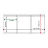 External & internal dimensions of 3-bay, 9 x A4 Man-made Timber noticeboard, unglazed