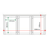 External & internal dimensions of 3-bay, 4 x A4 Man-made Timber noticeboard