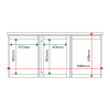 External & internal dimensions of 3-bay, 4 x A4 Man-made Timber noticeboard, 1-bay glazed