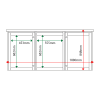 External & internal dimensions of 3-bay, 4 x A4 Man-made Timber noticeboard, 2-bays glazed