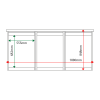 External & internal dimensions of 3-bay, 4 x A4 Man-made Timber noticeboard, unglazed