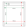 External & internal dimensions of 12 x A4 Apogee, heavy-duty, unglazed, recycled plastic noticeboard