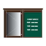 Partially-glazed, lockable external Man-made Timber noticeboard