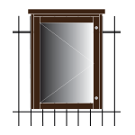 Railing-mounted external, lockable, Man-made Timber noticeboard