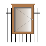 Railing-mounted external oak noticeboard