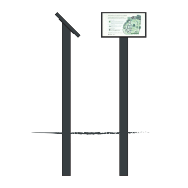 A3 interpretation panel in stainless steel and g.r.p. with single leg