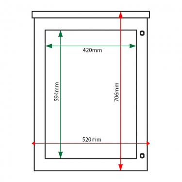 A2 portrait oak poster case internal & external dimensions