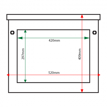 A3 landscape oak poster case internal & external dimensions