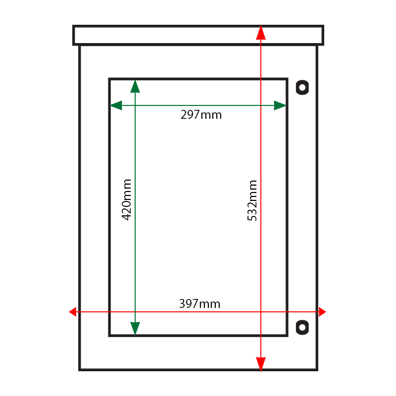 A3 portrait oak poster case internal & external dimensions