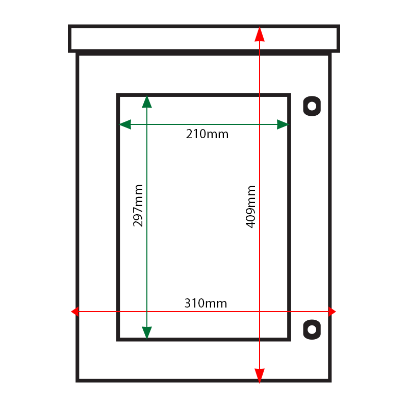 A4 portrait oak poster case internal & external dimensions