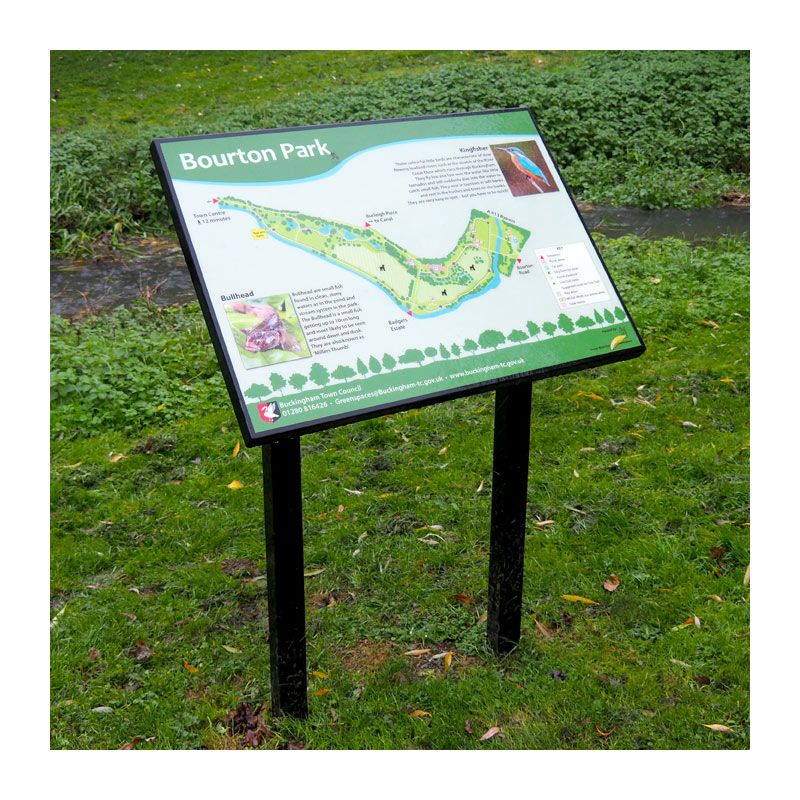 A1 interpretation panel in steel and g.r.p. for Buckingham Town Council
