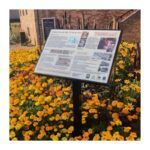 A2 interpretation panel in stainless steel and g.r.p. with single leg - St Neots