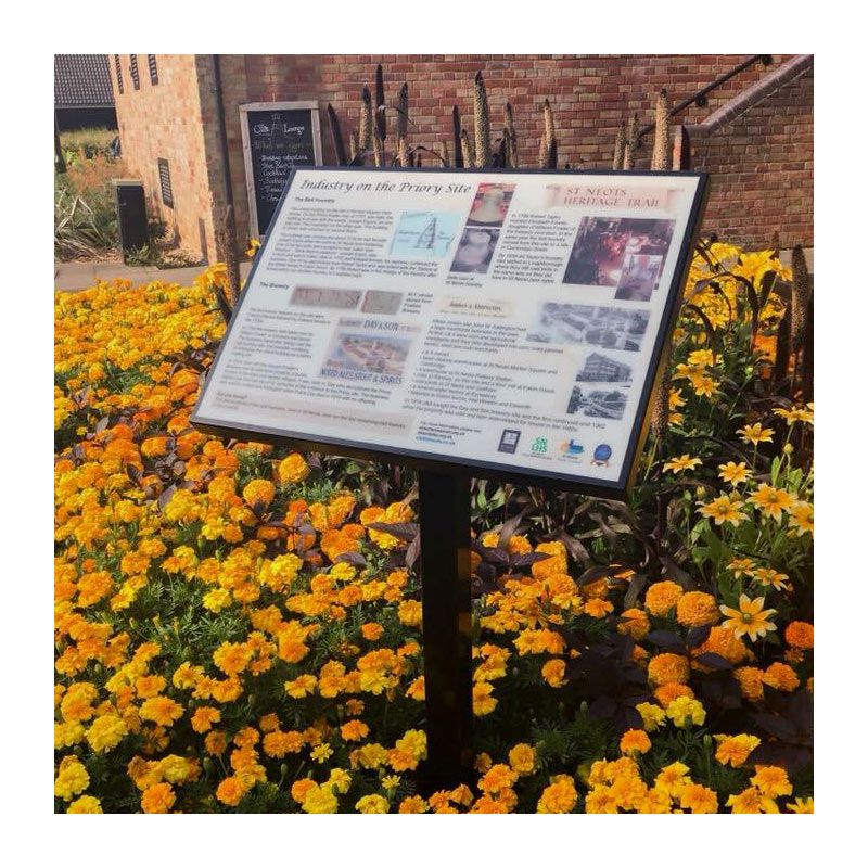 A2 interpretation panel in stainless steel and g.r.p. with single leg - St Neots