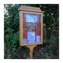4 x A4 oak noticeboard on single post with light oak finish for Churches Conservation Trust, St Peter's, Preston Park