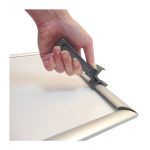 tamper-proof snap frame showing opening tool